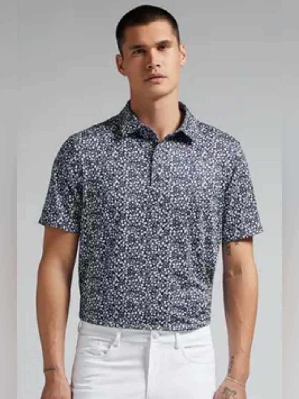 G/Fore | Floral Garden Tech short sleeve polo Men’s size M Bob-O-Link stretch